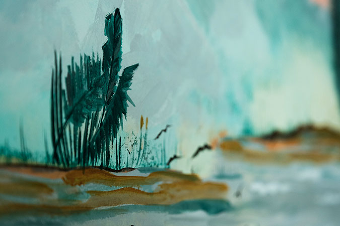 Detalle de color y textura de una pintura mural